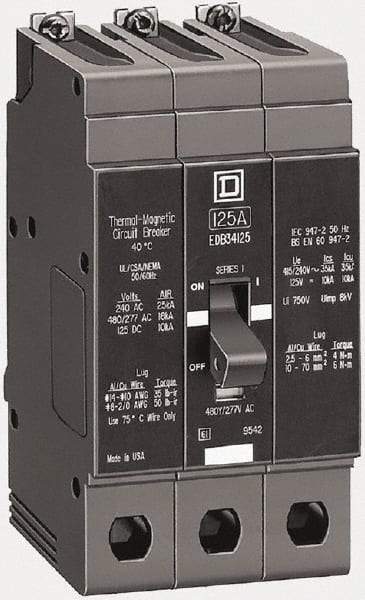 Square D - 15 Amp, 480Y/277 V, 3 Pole, Bolt On Miniature Circuit Breaker - 65 kA Breaking Capacity, 12, 14 AWG - Caliber Tooling