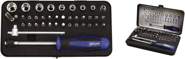 VEGA Industries - 39 Piece, 1/4" Drive Screwdriver Bit Set - #1 to #3 Phillips, 5/64 to 1/4" Hex, T10 to T40 Torx, #1 to #3 Square Recess - Caliber Tooling