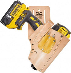 CLC - Drill/Impact Driver Holster with 3 Pockets - Leather, Natural (Color) - Caliber Tooling