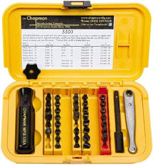 Chapman - 40 Piece, 1/4" Drive Screwdriver Bit Set - #1 to #4 Phillips, 0.05 to 5/16" Hex - Caliber Tooling