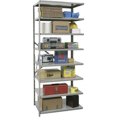 Hallowell - 8 Shelf Add-On Heavy-Duty Open Steel Shelving - 400 Lb Capacity, 48" Wide x 87" High x 12" Deep, Gray - Caliber Tooling