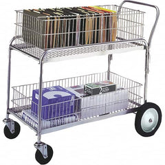 Wesco Industrial Products - 250 Lb Capacity, 36" Wide x 11" Long x 17-1/4" High Mail Cart - 2 Shelf, Steel, Hard Rubber Casters - Caliber Tooling