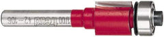 Freud - 1/2" Cut Diam, 1/2" Length of Cut, 8 Flute Flush Trim Edge Profile Router Bit - Carbide-Tipped, 1/4" Shank Diam, 2-1/8" OAL, Proprietary Coating - Caliber Tooling