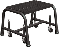 Ballymore - 12" 1 Step Ladder - Rolling Safety Ladder, 450 Lb Capacity, 12" Platform Height, 18" Base Width x 16" Base Depth, Perforated Tread - Caliber Tooling