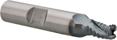 Hertel - 1/4" Diam, Coarse Pitch, 5/16" LOC, 3 Flute Cobalt Roughing Square End Mill - TiCN Finish, 2-1/8" OAL, 3/8" Shank Diam, Single End, 30° Helix - Caliber Tooling