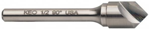 Keo - 1/2" Head Diam, 1/4" Shank Diam, 1 Flute 100° Solid Carbide Countersink - Caliber Tooling