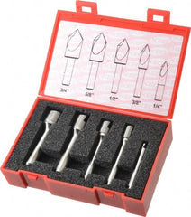 Keo - 5 Piece, 1/4 to 3/4" Head Diam, 90° Included Angle, Single End Countersink Set - Caliber Tooling