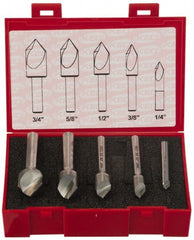 Keo - 5 Piece, 1/4 to 3/4" Head Diam, 100° Included Angle, Single End Countersink Set - Caliber Tooling