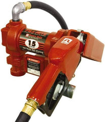 Tuthill - 15 GPM, 3/4" Hose Diam, DC Tank Pump with Automatic Nozzle - 1" Inlet, 3/4" Outlet, 12 Volts, 12' Hose Length, 1/4 hp - Caliber Tooling