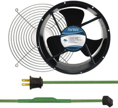 Made in USA - 115 Volts, AC, 600 CFM, Round Tube Axial Fan Kit - 0.22/0.24 Amp Rating, Includes Fan, Fan Guard, 254mm High x 254mm Wide x 89mm Deep, Thermostatically Controlled Fan Cord - Caliber Tooling