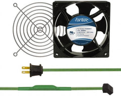 Made in USA - 115 Volts, AC, 103 CFM, Square Tube Axial Fan Kit - 0.26 Amp Rating, 120mm High x 120mm Wide x 38.5mm Deep, Includes Fan, Fan Guard, Thermostatically Controlled Fan Cord - Caliber Tooling