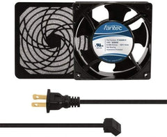 Made in USA - 115 Volts, AC, 103 CFM, Square Tube Axial Fan Kit - 0.26 Amp Rating, 120mm High x 120mm Wide x 38.5mm Deep, Includes Fan, Fan Filter, Fan Cord - Caliber Tooling