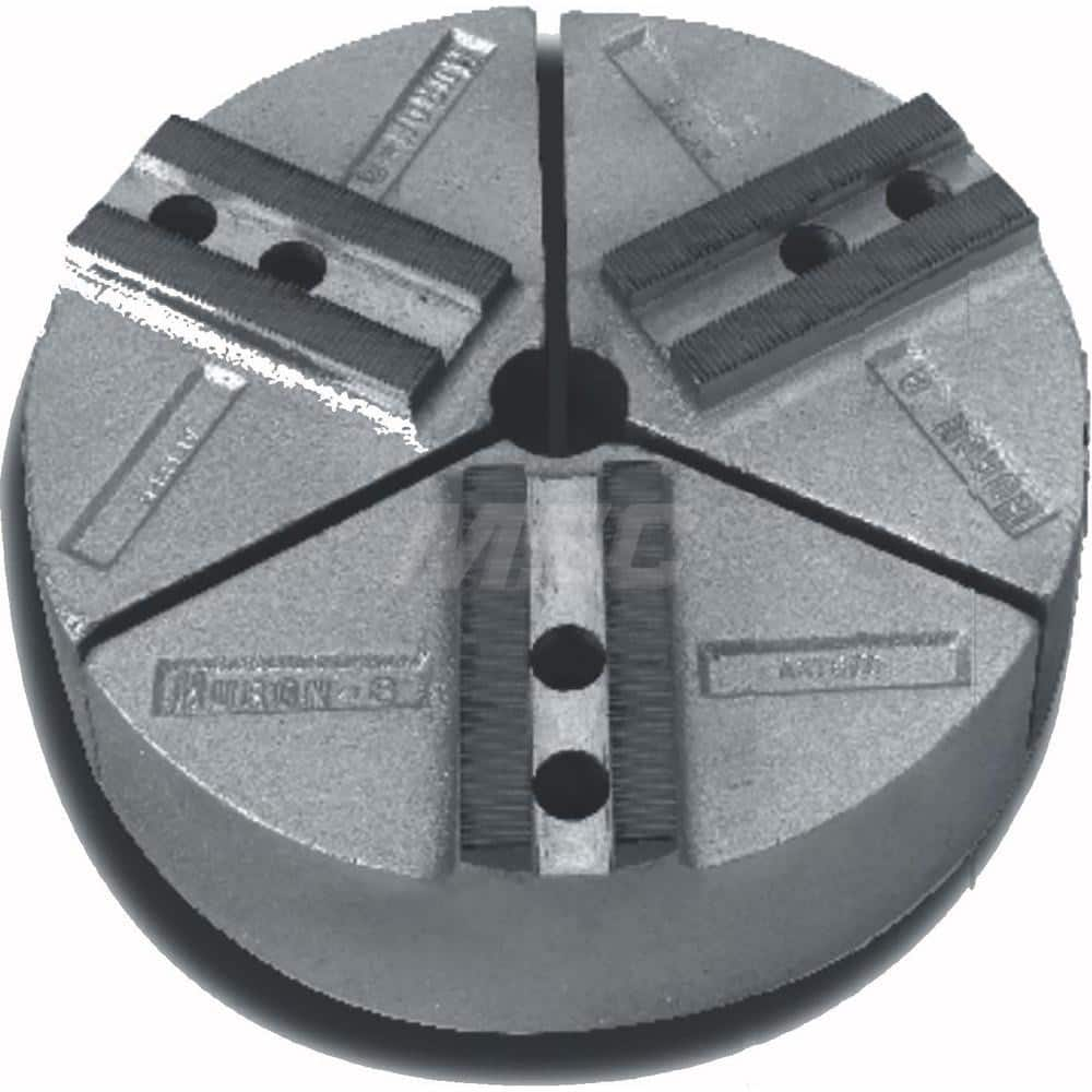 Huron Machine Products - Soft Lathe Chuck Jaws; Jaw Type: Round ; Material: Cast Iron ; Jaw Interface Type: 1.5mm x 60? Serrated ; Maximum Compatible Chuck Diameter (Inch): 6 ; Minimum Compatible Chuck Diameter (Inch): 1 ; Overall Height (Inch): 4 - Exact Industrial Supply