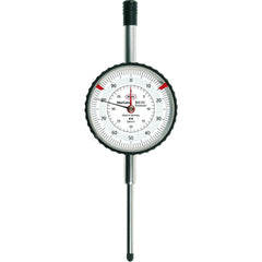 Mahr - Dial Drop Indicators; Maximum Measurement (Inch): 1.5 ; Maximum Measurement (mm): 40.00 ; Dial Graduation (mm): 0.0100 ; Dial Graduation (Decimal Inch): 0.000400 ; Dial Reading: 0-100 ; Dial Diameter (mm): 50.00 - Exact Industrial Supply