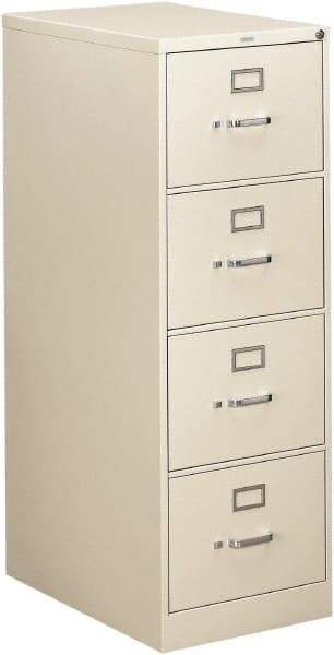 Hon - 18-1/4" Wide x 52" High x 26-1/2" Deep, 4 Drawer Vertical File - Steel, Light Gray - Caliber Tooling