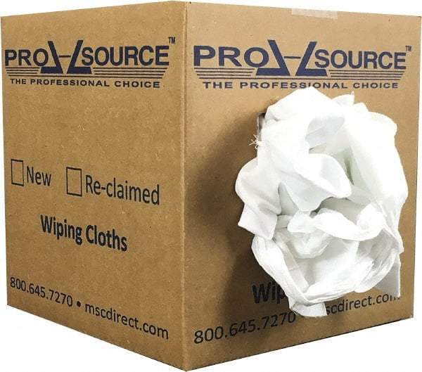 PRO-SOURCE - Cotton Reclaimed Rags - White, Sheeting, Lint Free, 5 Lbs. at 3 to 5 per Pound, Box - Caliber Tooling