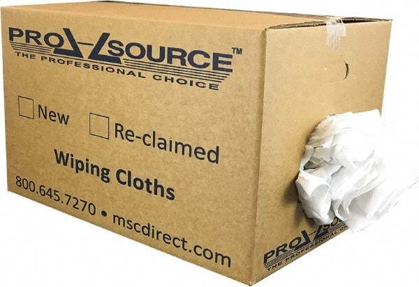 PRO-SOURCE - Cotton Reclaimed Rags - White, Sheeting, Lint Free, 25 Lbs. at 3 to 5 per Pound, Box - Caliber Tooling