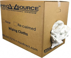 PRO-SOURCE - Cotton Reclaimed Rags - White, Sheeting, Lint Free, 50 Lbs. at 3 to 5 per Pound, Box - Caliber Tooling