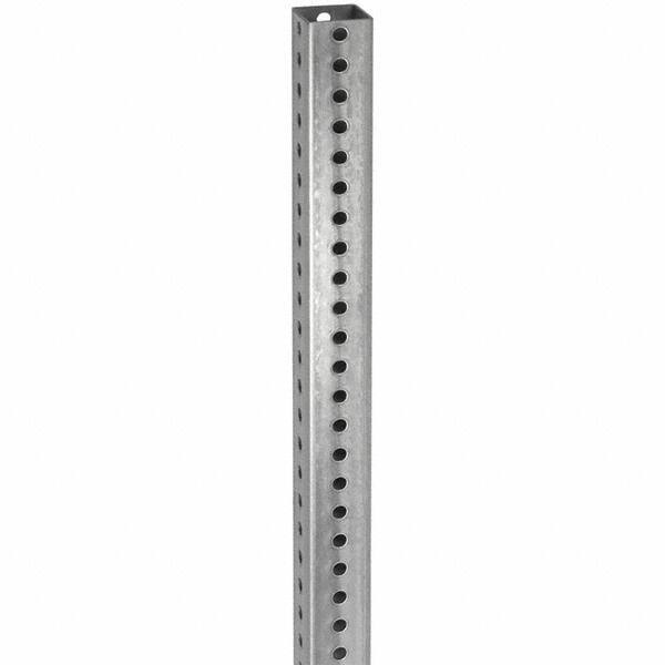 TAPCO - 8' High, Galvanized Traffic Sign Post - Steel, 7/16" Hole Diam, Silver - Caliber Tooling