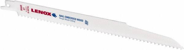 Lenox - 9" Long x 3/4" Thick, Bi-Metal Reciprocating Saw Blade - Straight Profile, 6 TPI, Toothed Edge - Caliber Tooling