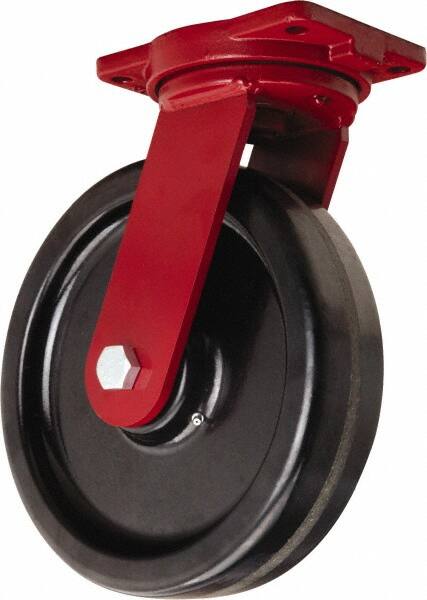 Hamilton - 12" Diam x 3" Wide x 14-1/2" OAH Top Plate Mount Swivel Caster - Phenolic, 3,500 Lb Capacity, Straight Roller Bearing, 6-1/8 x 7-1/2" Plate - Caliber Tooling