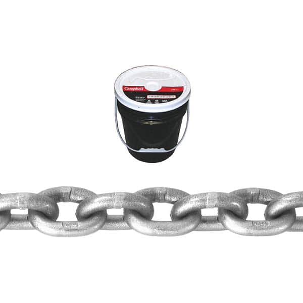 Campbell - Welded Chain; Chain Grade: 43 ; Trade Size: 5/16 ; Load Capacity (Lb.): 3900.000 ; Finish/Coating: Bright ; Type: Welded ; Length (Feet): 100 - Exact Industrial Supply