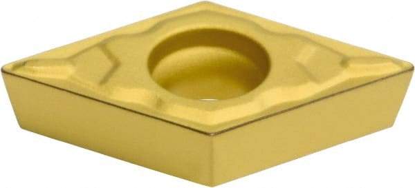 Sumitomo - DCMT21.51 ELU Grade AC700G Carbide Turning Insert - TiC Finish, 55° Diamond, 1/4" Inscr Circle, 3/32" Thick, 1/64" Corner Radius - Caliber Tooling