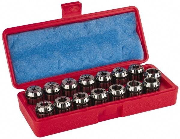 Accupro - 15 Piece, 3/16" to 5/8" Capacity, ER Collet Set - 0.02mm TIR, Series ER25 - Exact Industrial Supply