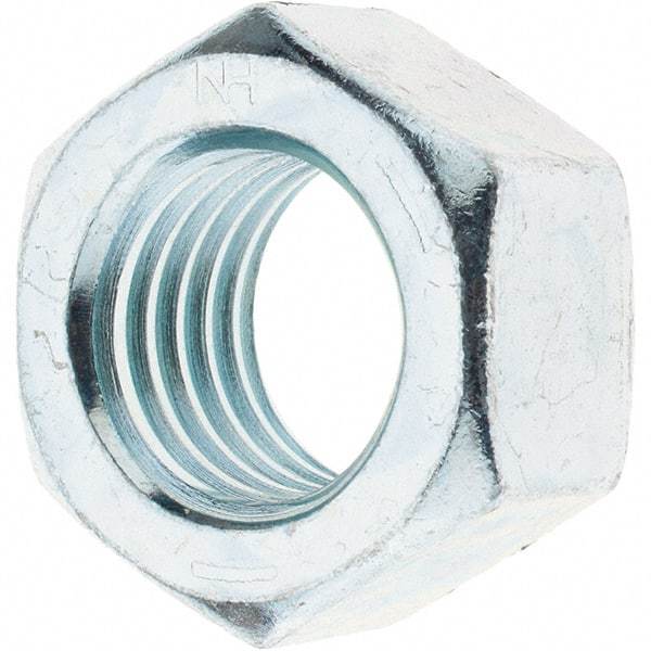 Made in USA - 1-1/8 - 7 UNC Steel Right Hand Hex Nut - 1-11/16" Across Flats, 31/32" High, Zinc Clear Finish - Caliber Tooling