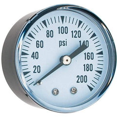 Value Collection - 2" Dial, 1/4 Thread, 0-200 Scale Range, Pressure Gauge - Center Back Connection Mount - Caliber Tooling