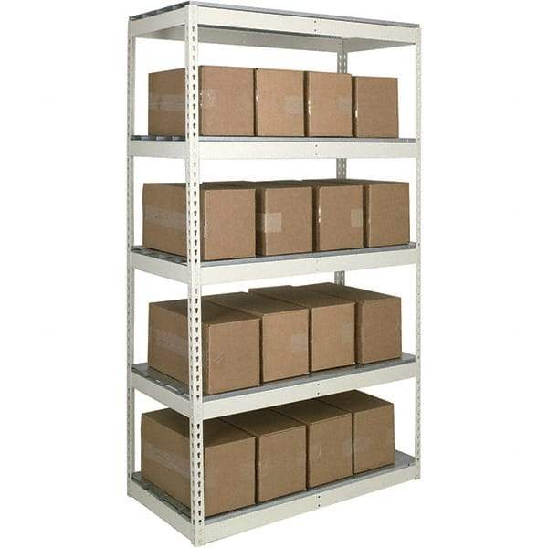 Hallowell - 5 Shelf Starter Open Steel Shelving - 1 Lb Capacity, 72" Wide x 120" High x 36" Deep, Tan - Caliber Tooling