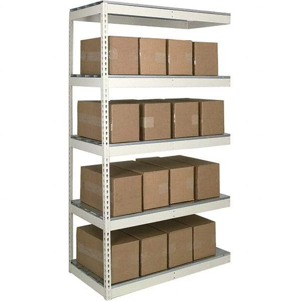 Hallowell - 5 Shelf Add-On Open Steel Shelving - 620 Lb Capacity, 96" Wide x 120" High x 36" Deep, Tan - Caliber Tooling