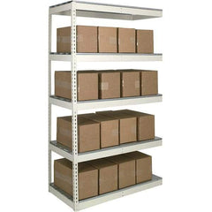 Hallowell - 5 Shelf Add-On Open Steel Shelving - 500 Lb Capacity, 72" Wide x 120" High x 48" Deep, Tan - Caliber Tooling