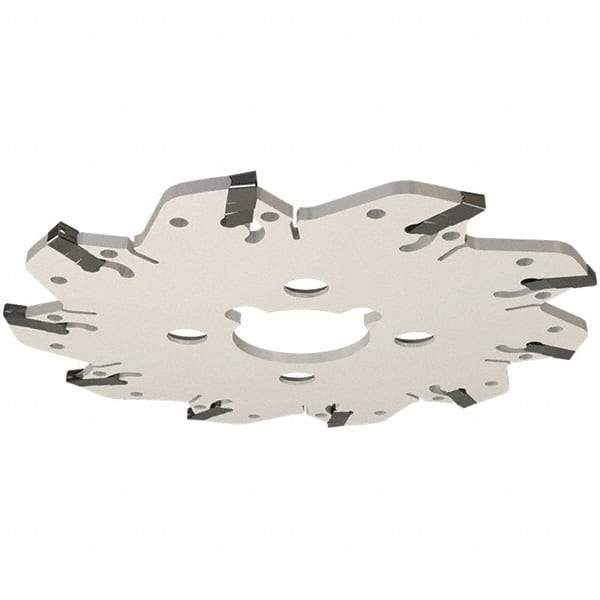 Iscar - Arbor Hole Connection, 0.132" Cutting Width, 1.14" Depth of Cut, 3.94" Cutter Diam, 1" Hole Diam, 6 Tooth Indexable Slotting Cutter - GM Toolholder, GIM, GIMY, GIP Insert, Right Hand Cutting Direction - Caliber Tooling