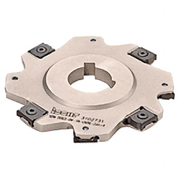 Iscar - Arbor Hole Connection, 1/8" Cutting Width, 0.55" Depth of Cut, 2-1/2" Cutter Diam, 7/8" Hole Diam, 8 Tooth Indexable Slotting Cutter - SDN-LN08 Toolholder, LNET Insert, Right Hand Cutting Direction - Caliber Tooling