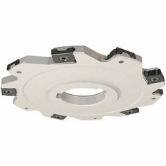 Iscar - Arbor Hole Connection, 0.157" Cutting Width, 14.8mm Depth of Cut, 63mm Cutter Diam, 22mm Hole Diam, 8 Tooth Indexable Slotting Cutter - SDN Toolholder, LNET Insert, Right Hand Cutting Direction - Caliber Tooling