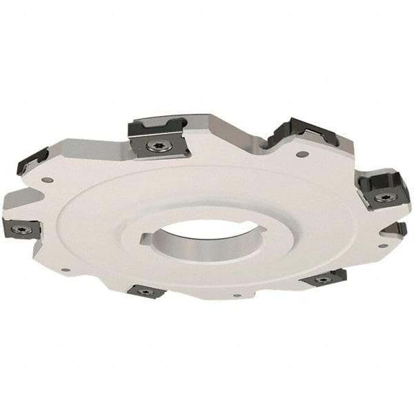 Iscar - Arbor Hole Connection, 0.157" Cutting Width, 27mm Depth of Cut, 100mm Cutter Diam, 27mm Hole Diam, 12 Tooth Indexable Slotting Cutter - SDN Toolholder, LNET Insert, Right Hand Cutting Direction - Caliber Tooling