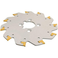 Iscar - Arbor Hole Connection, 3mm Cutting Width, 29mm Depth of Cut, 100mm Cutter Diam, 22mm Hole Diam, 8 Tooth Indexable Slotting Cutter - TGSF Toolholder, TAG Insert, Right Hand Cutting Direction - Caliber Tooling