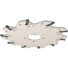 Iscar - Arbor Hole Connection, 0.106" Cutting Width, 34mm Depth of Cut, 125mm Cutter Diam, 32mm Hole Diam, 8 Tooth Indexable Slotting Cutter - GM-DG Toolholder, GIM, GIMY, GIP, GIPA Insert, Right Hand Cutting Direction - Caliber Tooling