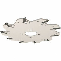 Iscar - Arbor Hole Connection, 0.132" Cutting Width, 34mm Depth of Cut, 125mm Cutter Diam, 32mm Hole Diam, 8 Tooth Indexable Slotting Cutter - GM-DG Toolholder, GIM, GIMY, GIP, GIPA Insert, Right Hand Cutting Direction - Caliber Tooling