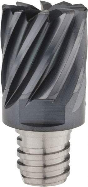 Iscar - MM EC Grade IC908 Carbide End Milling Tip Insert - TiAlN Finish, 10 Flutes, 3/4" Cutting Diam, 0.62" Depth of Cut, 1" Extension, 0.032" Cnr Rad, 30° Helix - Caliber Tooling