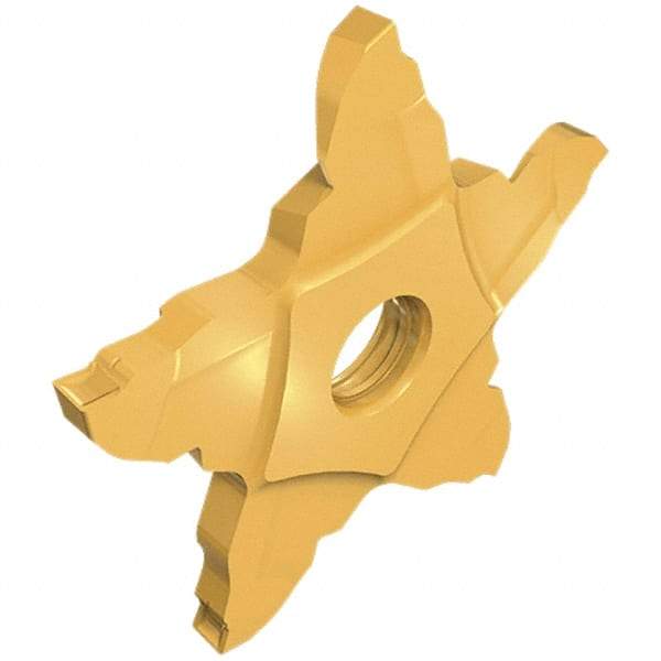 Iscar - 34F40004022PENTA F Grade IC908, 4mm Cutting Width Carbide Grooving Insert - 5mm Max Depth of Cut, Left Hand, 0.4mm Corner Radius, TiAlN Finish - Caliber Tooling