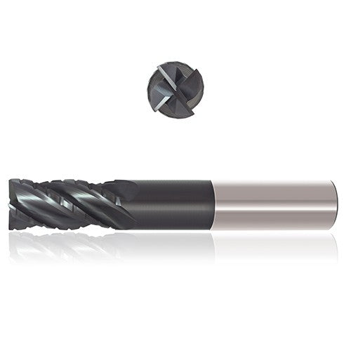 ‎1″ Dia. × 1″ Shank × 1-1/2″ DOC × 7″ OAL, Varianta Supral, 4 Flute, Variable Helix, Straight, External, Bullnose, Solid End Mill - Exact Industrial Supply