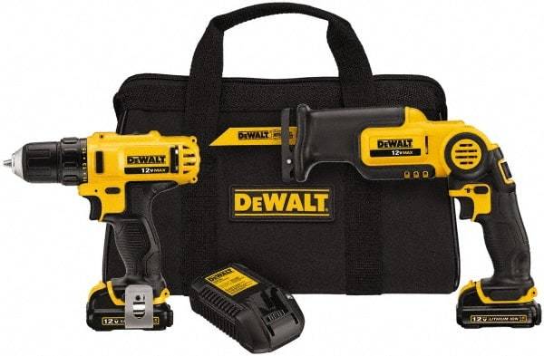 DeWALT - 12 Volt Cordless Tool Combination Kit - Includes 3/8" Drill/Driver & Pivot Reciprocating Saw, Lithium-Ion Battery Included - Caliber Tooling