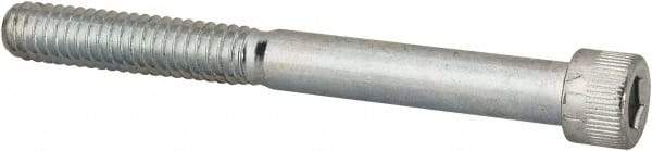 Made in USA - 1/4-20 UNC Hex Socket Drive, Socket Cap Screw - Alloy Steel, Zinc-Plated Finish, Partially Threaded, 2-1/2" Length Under Head - Caliber Tooling