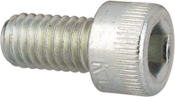 Made in USA - #10-32 UNF Hex Socket Drive, Socket Cap Screw - Alloy Steel, Zinc-Plated Finish, Fully Threaded, 3/8" Length Under Head - Caliber Tooling