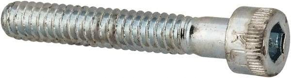 Made in USA - #10-24 UNC Hex Socket Drive, Socket Cap Screw - Alloy Steel, Zinc-Plated Finish, Partially Threaded, 1-1/4" Length Under Head - Caliber Tooling