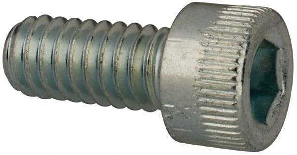 Made in USA - #8-32 UNC Hex Socket Drive, Socket Cap Screw - Alloy Steel, Zinc-Plated Finish, Fully Threaded, 3/8" Length Under Head - Caliber Tooling