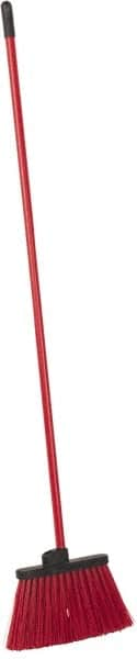 PRO-SOURCE - 12" Wide, Red Polypropylene Bristles, 46-1/2" Vinyl-Coated Metal Handle, Angled Broom - Flagged - Caliber Tooling