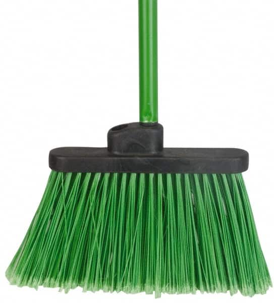 PRO-SOURCE - 12" Wide, Green Polypropylene Bristles, 48" Vinyl-Coated Metal Handle, Angled Broom - Flagged - Caliber Tooling